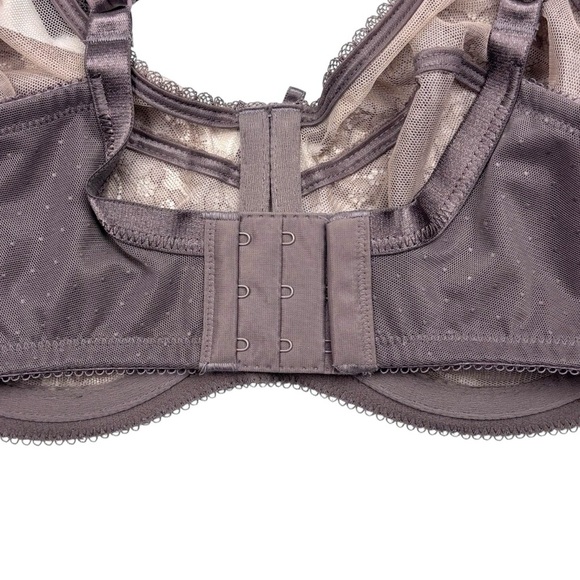 WACOAL STYLE 855186 CAPPUCCINO BROWN FLORAL LACE RETRO CHIC UNLINED BRA 34DD 34E - Picture 9 of 13